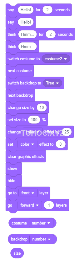 Nhóm lệnh Look Block Scratch 3.0